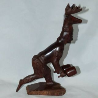 Vintage Mexican Yaqui Deer Dancer Hand Carved Iron Wood 9 1/2 " Tall 5 1/2 " Wide