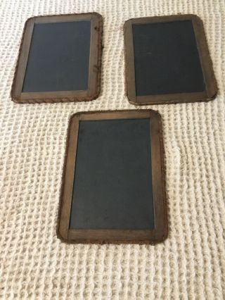 3 Antique Vintage 2 Sided Slate Chalk Board Wood Frame Student With Straps