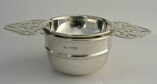 ENGLISH STERLING SILVER TEA STRAINER AND DRIP BOWL STAND 1960 - 1962 6