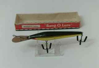 Bagley Balsa 5 Go - Devil Vintage Fishing Lure w/Box - BG - 5 - GD Black Gold Foil 2