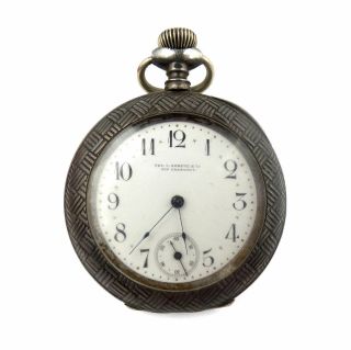 George C.  Shreve & Co Private Label - Swiss Sterling Silver Open - Face Pocket Watch