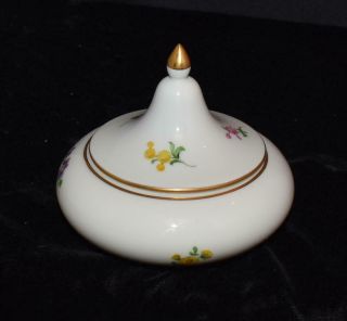 Meissen Covered Sugar Bowl w/ Gold Ball Finial - Wildflower Pattern - Ca 1920 - EXC 5