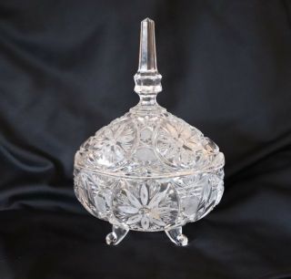 Hand Cut Lead Crystal Footed Dish With Lid