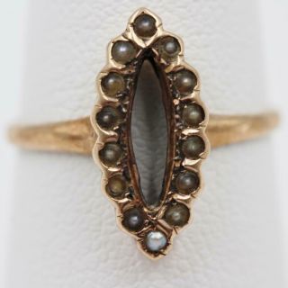 Victorian Antique 14k Rose Gold Seed Pearl Size 6.  25 Semi - Mount For Long Stone
