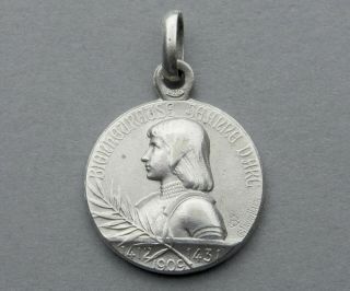 French,  Antique Religious Pendant.  Saint Joan Of Arc.  John Francis Regis.  Medal.
