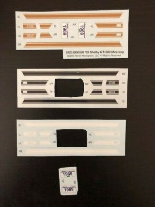 1/24 1/25 Scale Revell Amt Monogram 1969 Ford Shelby Gt - 500 Decals