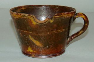 England Early Antique Redware Pitcher Pottery Great Colors