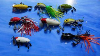 Fred Arbogast Fishing Lures (jitterbugs,  Hula Dancers,  And Popper)