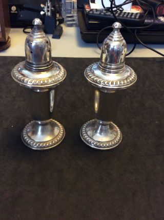 Empire Sterling Silver Salt And Pepper Set Weighted About 4.  5 Inches Tall