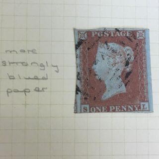 Antique Victorian Queen Victoria Penny Red 3 Margins Strongly Blued Stamp 7