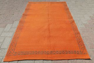 Anatolia Orange Small Kilim Rug Door Mat Kelim Tapis 40,  9 " X62,  2 " Area Rug Carpet