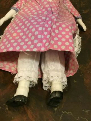 Vintage Bisque Porcelain Doll Pink Polka Dots Dress Blond Hair Collector ' s Doll 4