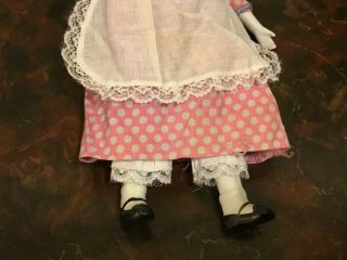 Vintage Bisque Porcelain Doll Pink Polka Dots Dress Blond Hair Collector ' s Doll 5