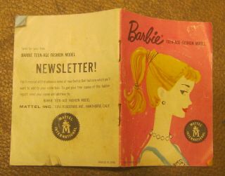 1958 Mattel Barbie Teenage Fashion Model Newsletter Pocket Size Rarity Nr