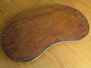 Vintage kidney shaped mahogany Butler ' s tray 6