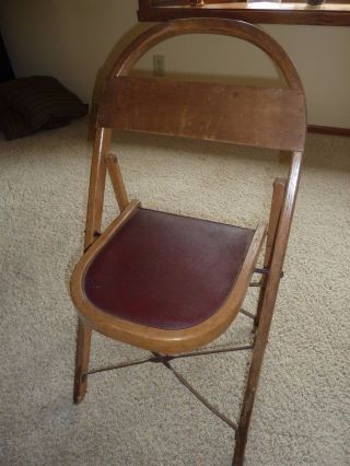 Vintage/antique Solid Wood Folding Bentwood Style Chair W/ Padded Seat