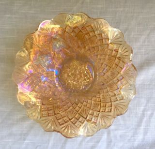 Antique Millersburg Nesting Swan Carnival Art Glass Ruffled Bowl Marigold