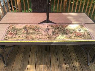 Antique French Tapestry Wall Hanging 53” x 19” Nobility on a Hunt In the Forest 7