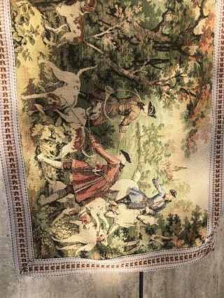 Antique French Tapestry Wall Hanging 53” x 19” Nobility on a Hunt In the Forest 8
