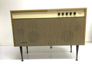 Mid Century Modern Record Console Blonde Vintage Cabinet Credenza Stereo Ge 60s