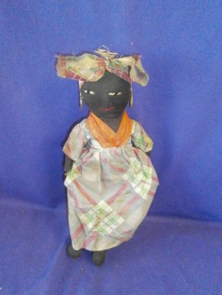 Vintage Caribbean Souvenir Cloth Folk Art Black Girl Doll Circa 1950s 11 Inch 4