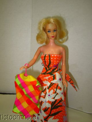 Vintage Barbie Marlo Flip Doll Blonde Mod Era W/ Suit & Stand 1160