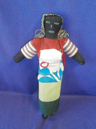 Vintage Caribbean Souvenir Cloth Folk Art Black Girl Doll Circa 1950s 12 Inch 3