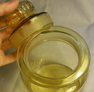 Antique Amber Glass Storage Jar/Canister with Lid Ca.  1900 7.  25 