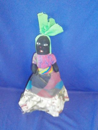 Vintage Caribbean Souvenir Cloth Folk Art Black Girl Doll Circa 1950s 12inch 1