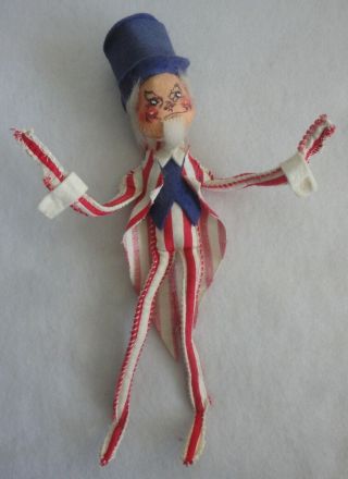 Vintage Annalee Uncle Sam Felt Mobilitee Doll 1971 Fourth 4th Of July