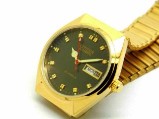Mens Citizen Automatic Gold Plated Vintage Day Date 21 Jewels Watch Run Order