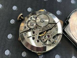 Vintage Benrus men Wristwatch Art deco stepped case gold filled steel back 8