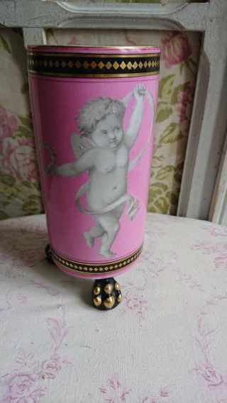 Sublime Antique French Porcelain De Paris Vase With Putti Cherubs C1900