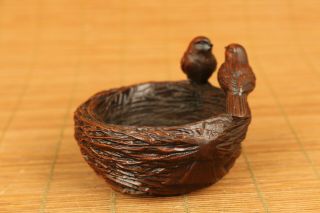 true to life old boxwood bird ' s - nest statue table home decoration noble gift 2
