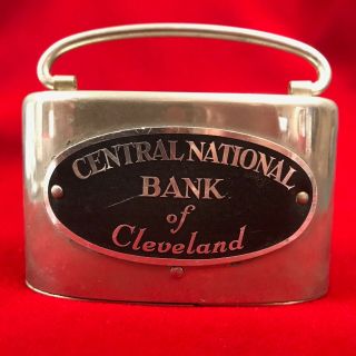 Antique Metal Coin Bank Central National Bank Of Cleveland Oh " Ben Franklin "
