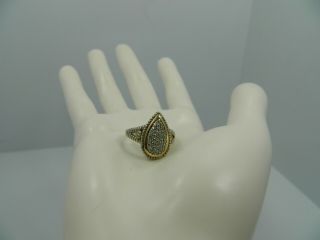 Exquisite Vintage 14k Yellow Gold Sterling Silver Cubic Zirconia Ring Size 7