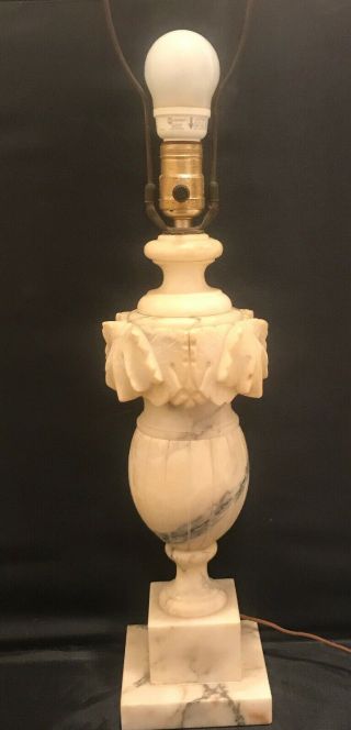 Antique Italian Carrera Marble & Alabaster Table Lamp