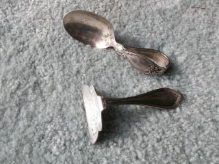 Antique Sterling Silver Baby Food Pusher And Spoon