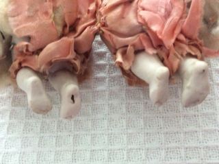 Antique Bisque Twin Baby Dolls,  Painted face,  Jointed Limbs,  3 1/2 