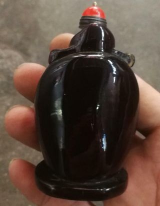 Exquisite Chinese hand - carved ox horns make lucky Fortune snuff bottle 3