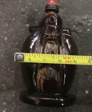 Exquisite Chinese hand - carved ox horns make lucky Fortune snuff bottle 4