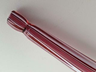 16 ' Antique 19th Century Nailsea Art Glass Cranberry & White Smokers Pipe c1870 3