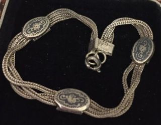 Vintage Antique Jewellery Lovely Sterling Silver Triple Strand Bracelet