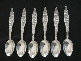 6 Whiting Lily Of The Valley Sterling Silver 5 7/8 " Long Teaspoons Antique C1885
