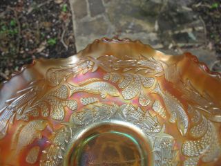FENTON Little Fishes ANTIQUE CARNIVAL ART GLASS BERRY BOWL Marigold Too cute 3
