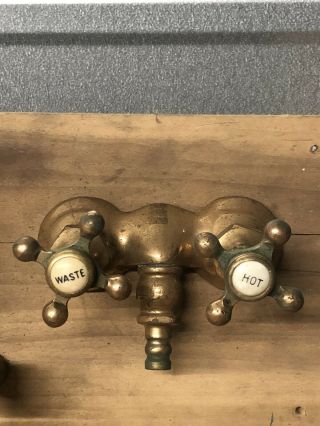 Antique Brass Faucet With Porcelain Insert Knobs