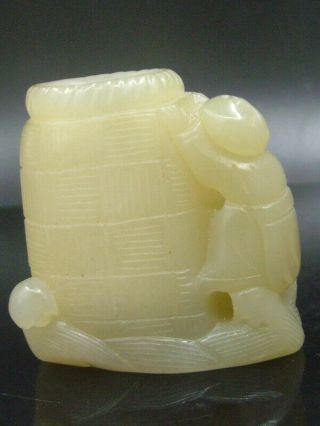 Antique Chinese Celadon Nephrite Hetian Old - Jade - Luck - Tiger Statue Brush Washe