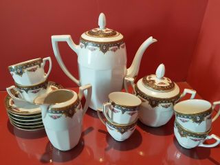 Antique French Limoges Porcelaines " Pallas " Tea Set For 6