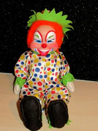 Vintage Rushton Company Rubber Face Circus Clown Doll 18 "
