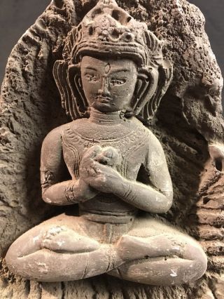 Antique Indian Gandharan Schist Figure Of Bodhisattva Buddha Maitreya Tibet Thai
